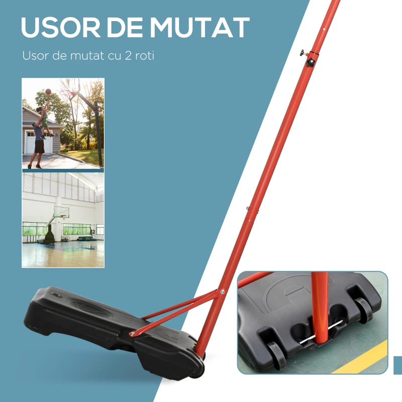 HOMCOM Cos de Baschet pentru Copii cu Inaltime Reglabila si Baza de Umplut, Otel inoxidabil si Nylon