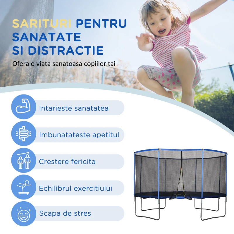 HOMCOM trambulina pentru copii si adulti, Φ426cm, albastru