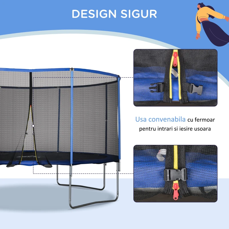 HOMCOM trambulina pentru copii si adulti, Φ426cm, albastru