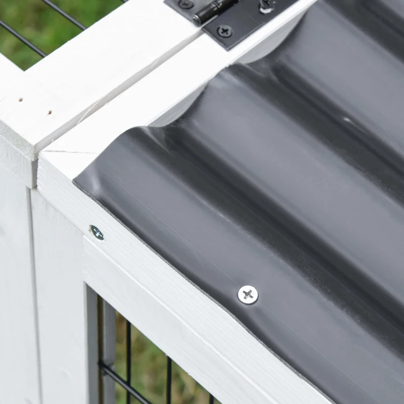 PawHut Cuşca adapost pentru iepuri de Exterior din lemn Cuşca pentru iepuri cu Casuţa Gri