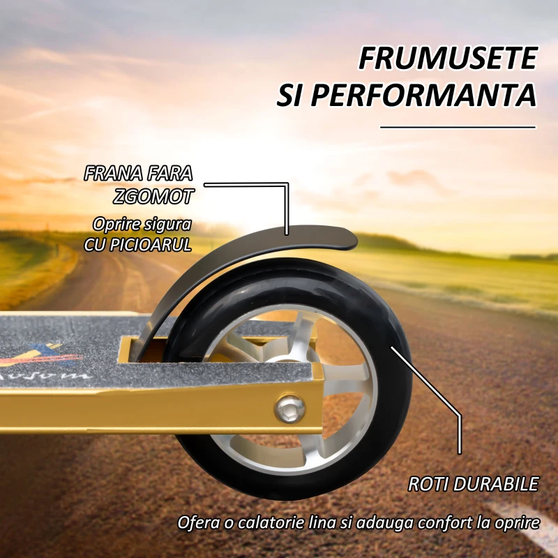 HOMCOM trotineta freestyle, 65x48.5x83cm, aurie