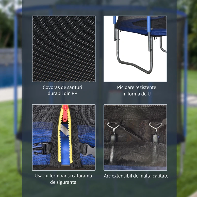 HOMCOM Trambulina elastica pentru Copii si Adulti, cu Plasa de siguranta Φ244cm