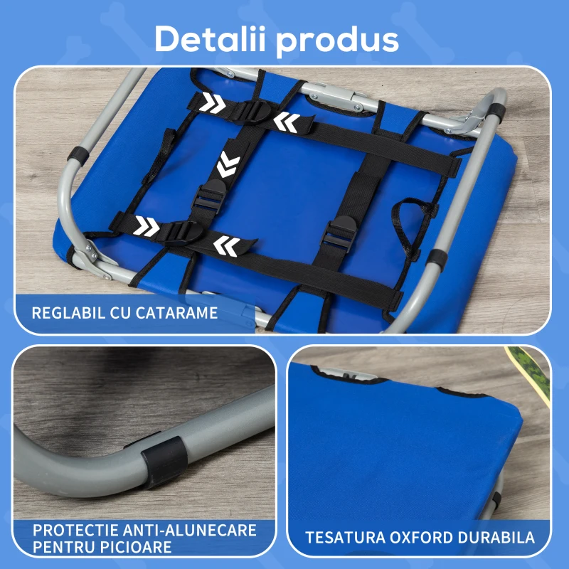 PawHut Saltele pliabile pentru Caini in Tesatura Oxford pentru Caini, Albastru, 59x46x15cm