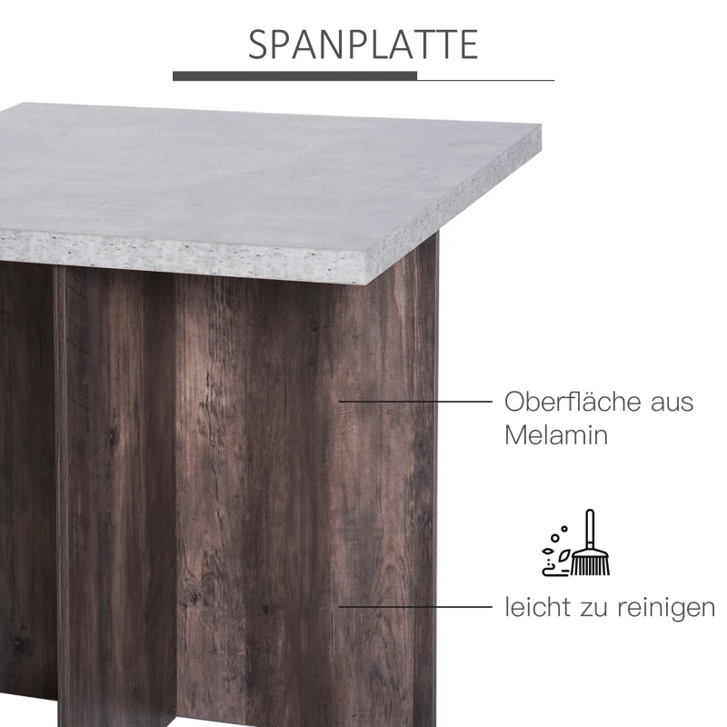 HOMCOM STÓŁ DO JADALNI W ZESTAWIE Z 4 HOKERAMI 80 X 80 CM szary