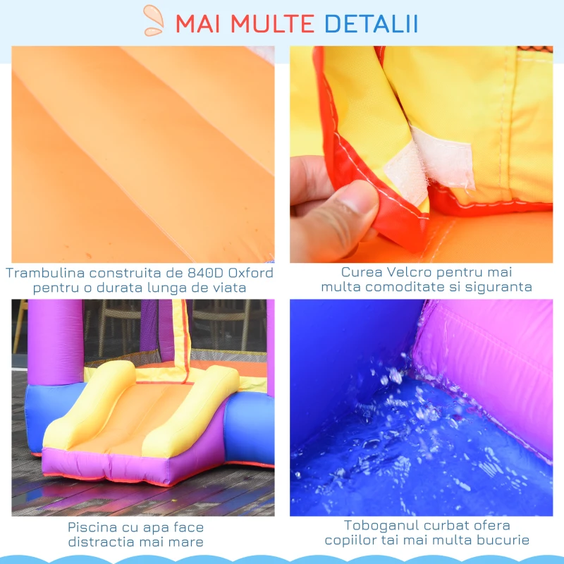 Outsunny Castel Gonflabil pentru Copii cu Tobogan si Piscina Multicolor(m-6)