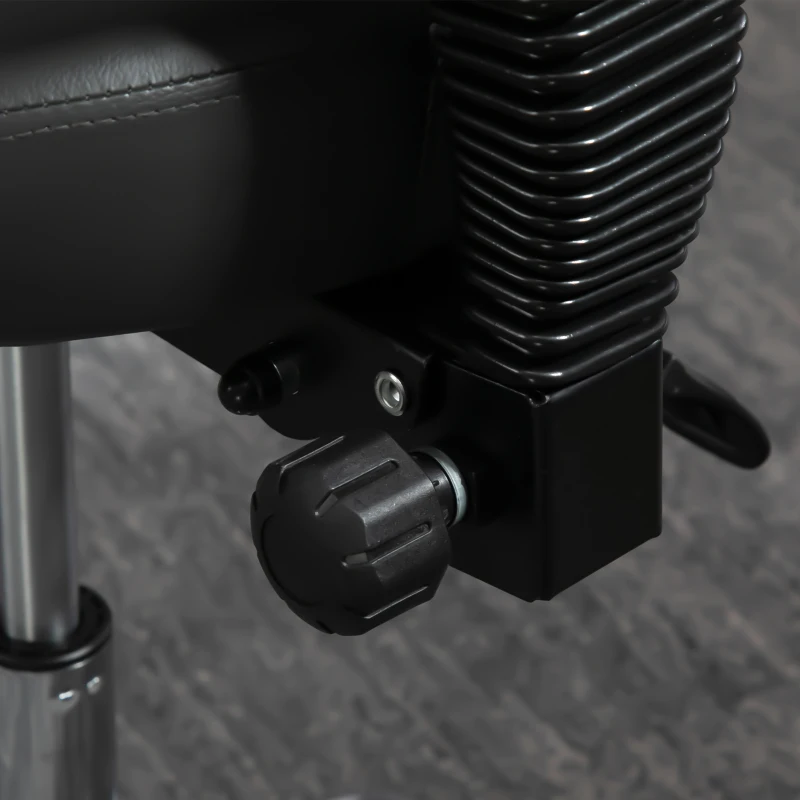 HOMCOM Saddle Stool, PU Leather Adjustable Rolling Salon Chair for Massage, Spa, Clinic, Beauty and Tattoo, Grey