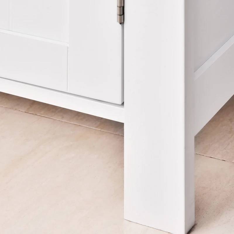 kleankin Badschrank Badezimmerschrank Badregal Kommode Standschrank 2 verstellbare Regale Holz MDF Weiß 60 x 30 x 80 cm