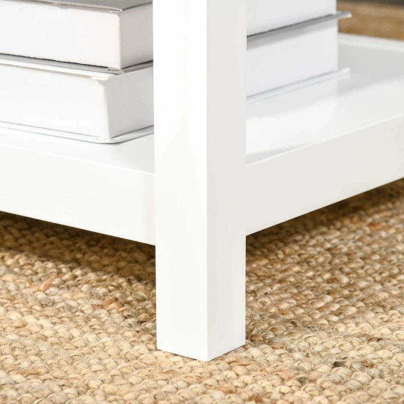 HOMCOM Couchtisch Wohnzimmertisch mit Schublade Beistelltisch Kaffeetisch Teetisch Nachttisch MDF Weiß+Eiche 108 x 48 x 48 cm