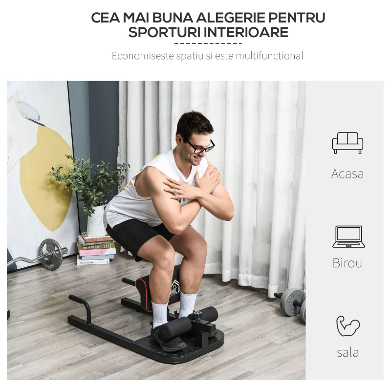 Homcom Banca Sissy Squat – Fitness Otel Reglabil pentru Picioare