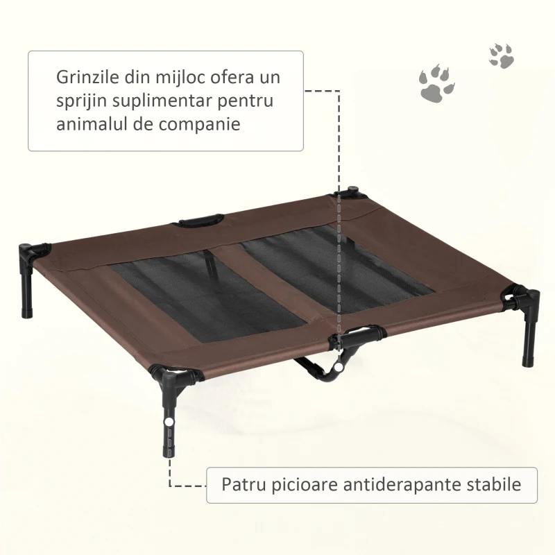 PawHut Sezlong pentru Caini Mari di Metal si Panza Oxford Transpiranta