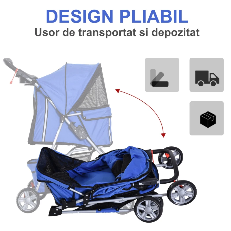 PawHut Carucior pentru Caini 75×45×97 cm cu suport pahar si cos