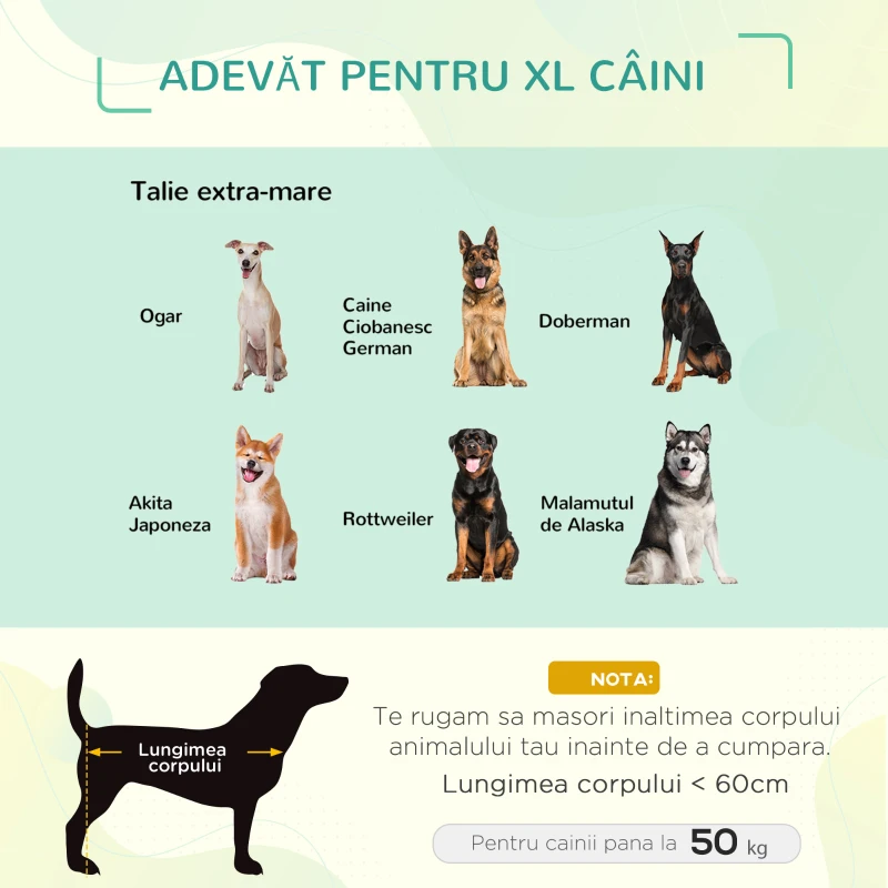 PawHut Pat pentru Caini cu Acoperis de Exterior si Interior din Tesatura si Otel