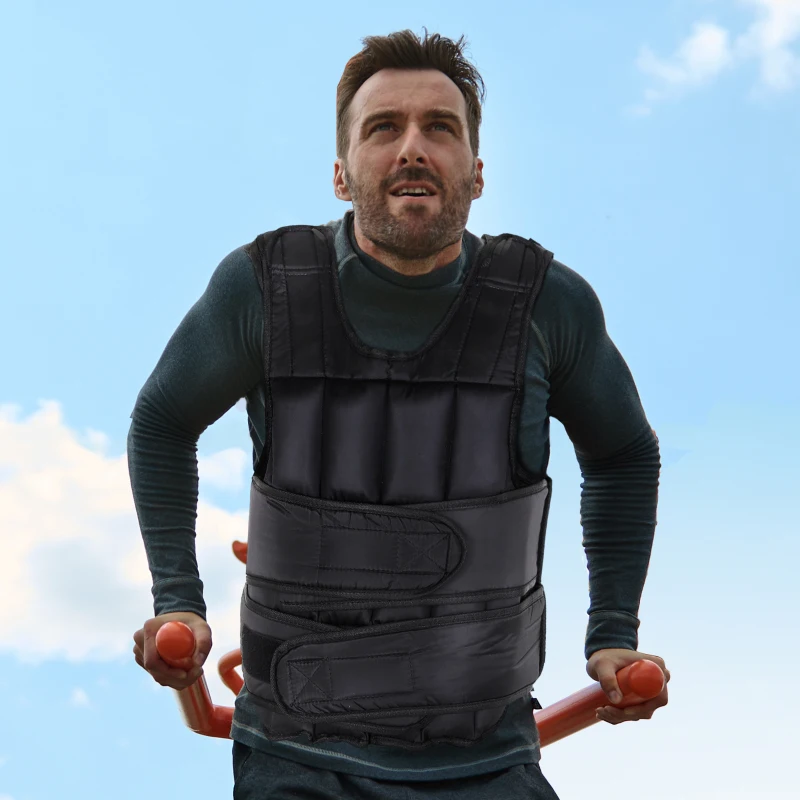 HOMCOM Vesta ponderata 20kg cu 38 Greutati, Captuseala si Inchideri cu Velcro