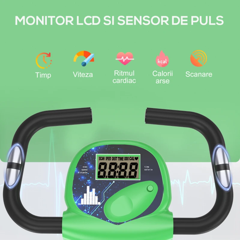 HOMCOM Bicicleta pliabila magnetica 8 niveluri de rezistenta scaun reglabil