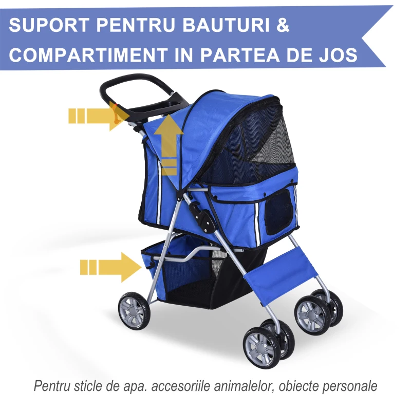 PawHut Carucior pentru Caini 75×45×97 cm cu suport pahar si cos