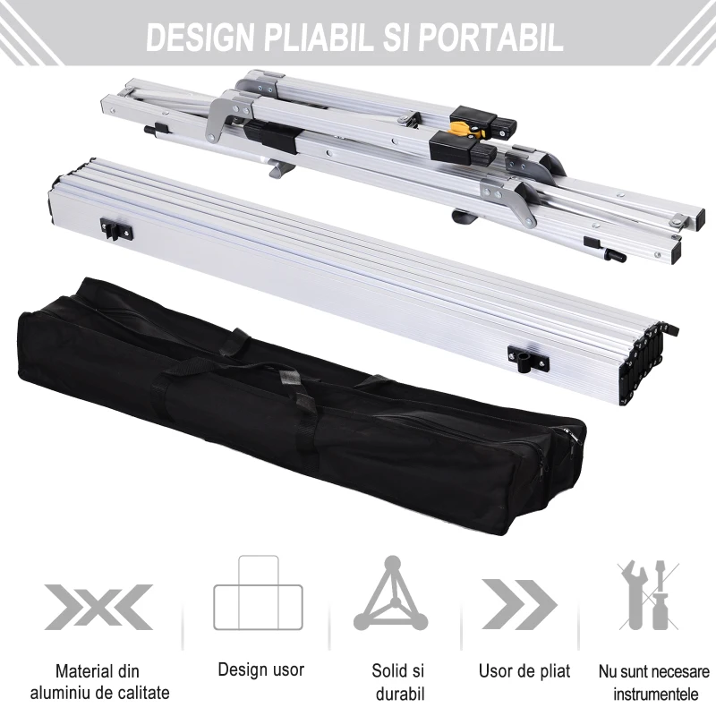 Outsunny Masa Pliabila de Camping din Aluminiu 90 x 53 x 45/65 cm