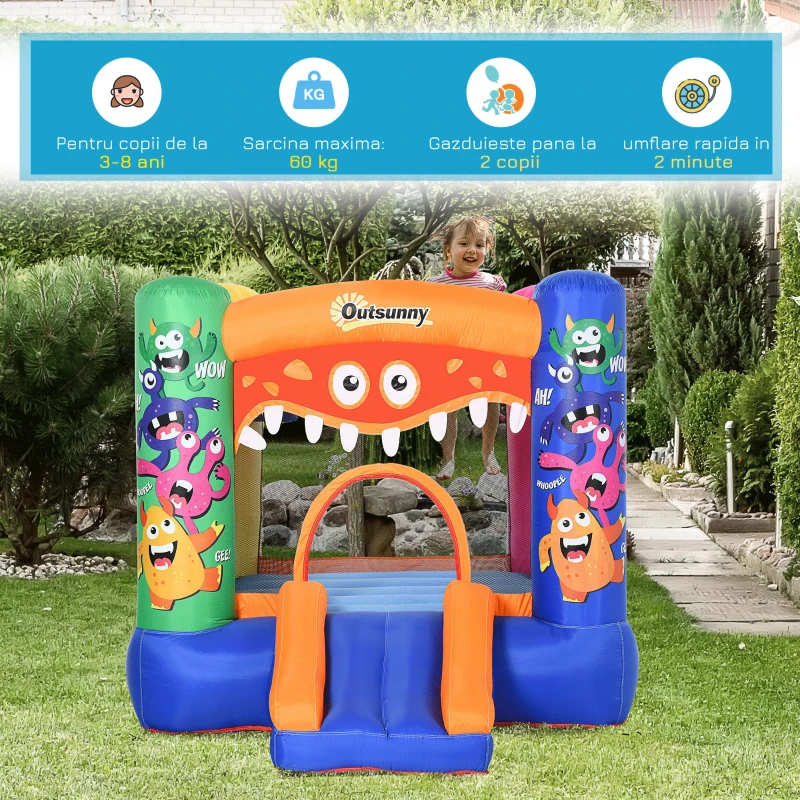 Outsunny Casa Joaca Gonflabila Giganta pentru Copii, cu Tobogan si Cos(m-5)