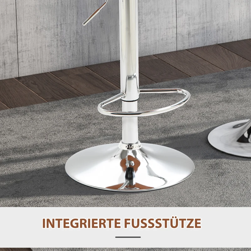 HOMCOM Stołek barowy z podnóżkiem zestaw 2 szt. Krzesło barowe z regulacją wysokości obrotowe PU czarny