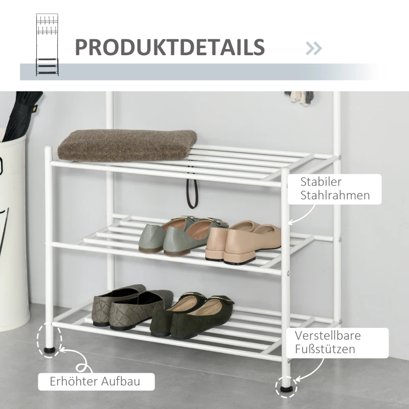 HOMCOM WIESZAK STOJAK NA UBRANIA GARDEROBA ŚCIENNA biała