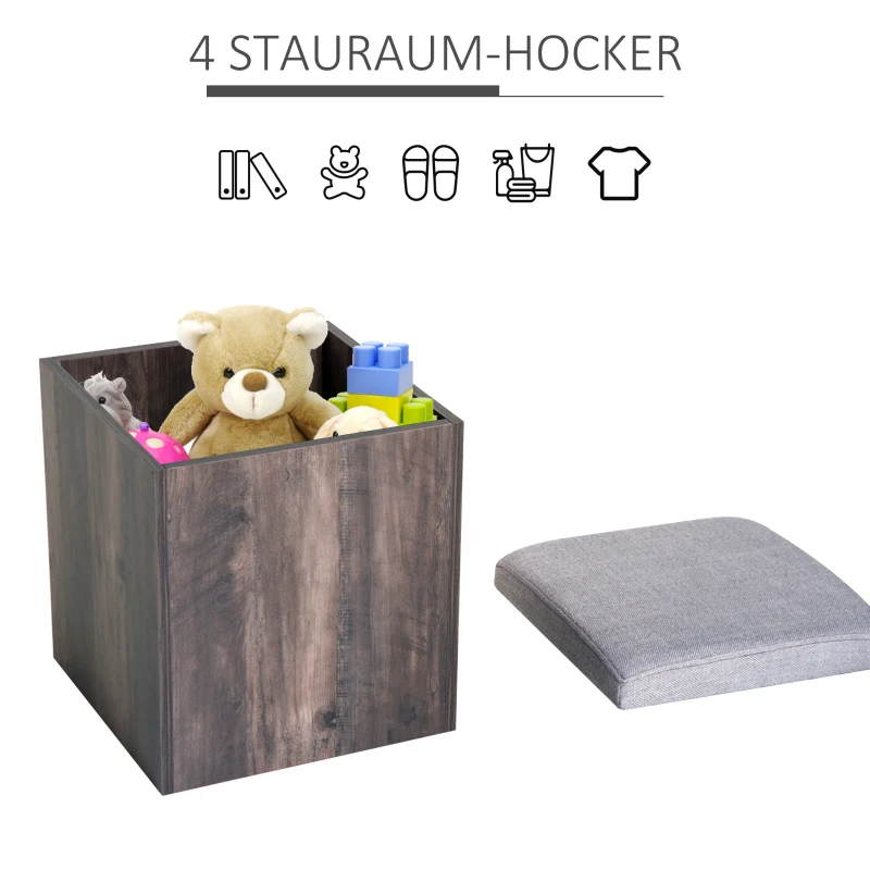 HOMCOM STÓŁ DO JADALNI W ZESTAWIE Z 4 HOKERAMI 80 X 80 CM szary