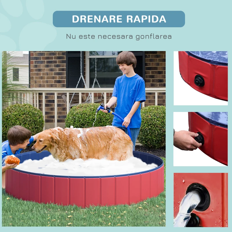 PawHut piscina pentru caini, pliabila, 160x30cm, rosie