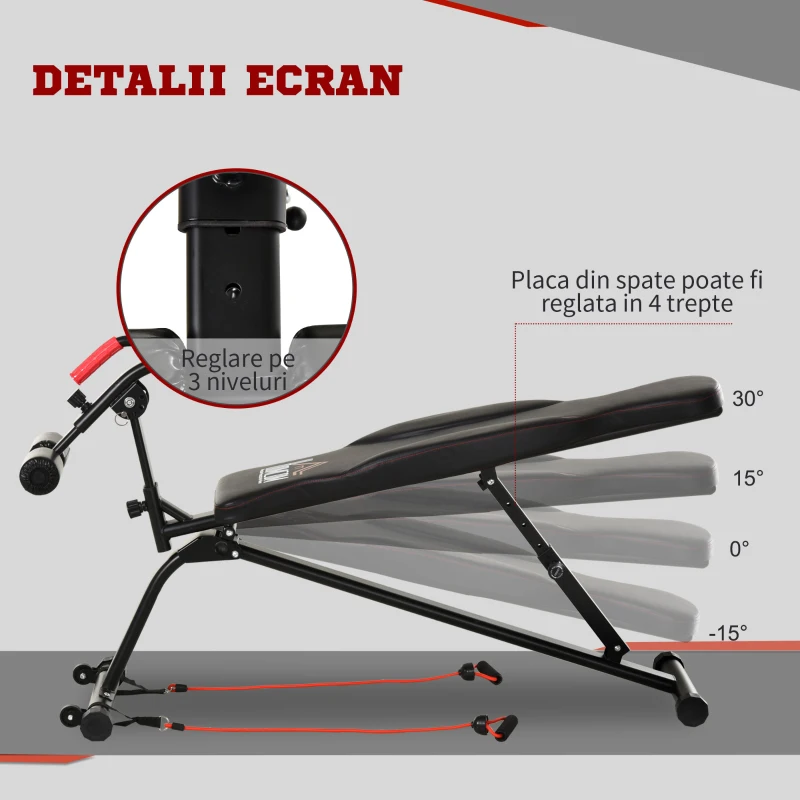HOMCOM banca pentru abdomene, pliabila, 45 x 150 x 77-85 cm