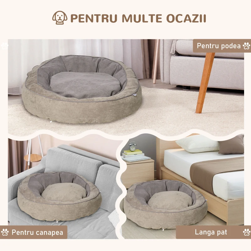 PawHut pat capitonat pentru caini/pisici, 85x85x35 cm gri