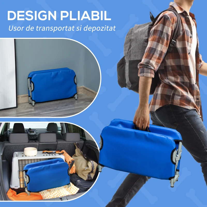 PawHut Saltele pliabile pentru Caini in Tesatura Oxford pentru Caini, Albastru, 59x46x15cm