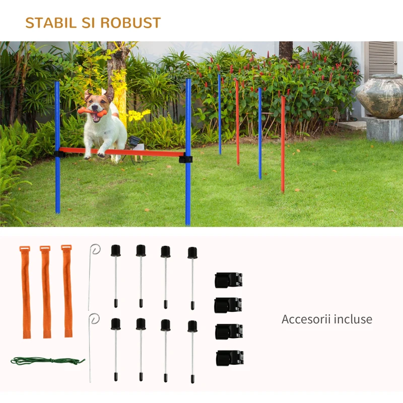 PawHut Set Agility Dog Dresaj Caini, Obstacole si Slalom, Geanta de Transport