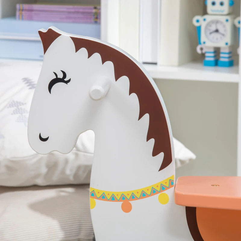 HOMCOM Caballito Balancín para Niños de 1-3 Años de Madera con Manillar y Pedales Carga 50 kg 68x27x50 cm Blanco y Verde