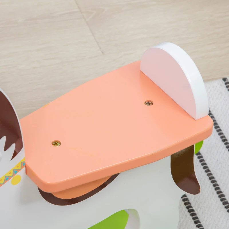 HOMCOM Caballito Balancín para Niños de 1-3 Años de Madera con Manillar y Pedales Carga 50 kg 68x27x50 cm Blanco y Verde