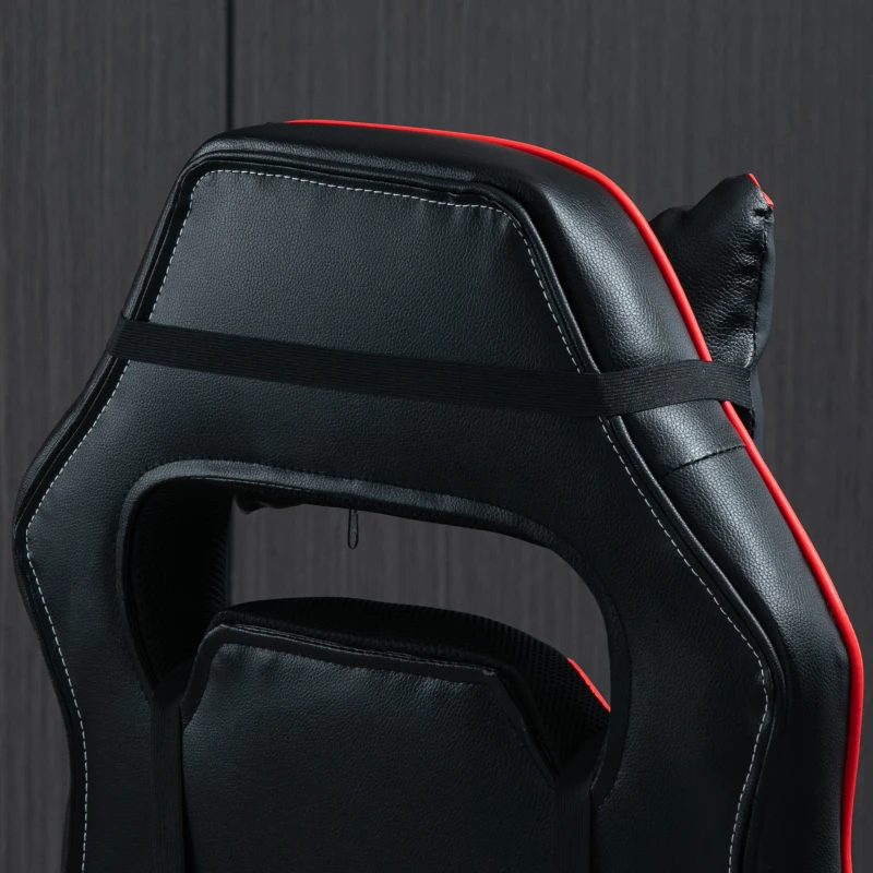Vinsetto Reclining Gaming Chair with Footrest, Ergonomic, PU Leather Executive Swivel Chair with Headrest, Red and Black