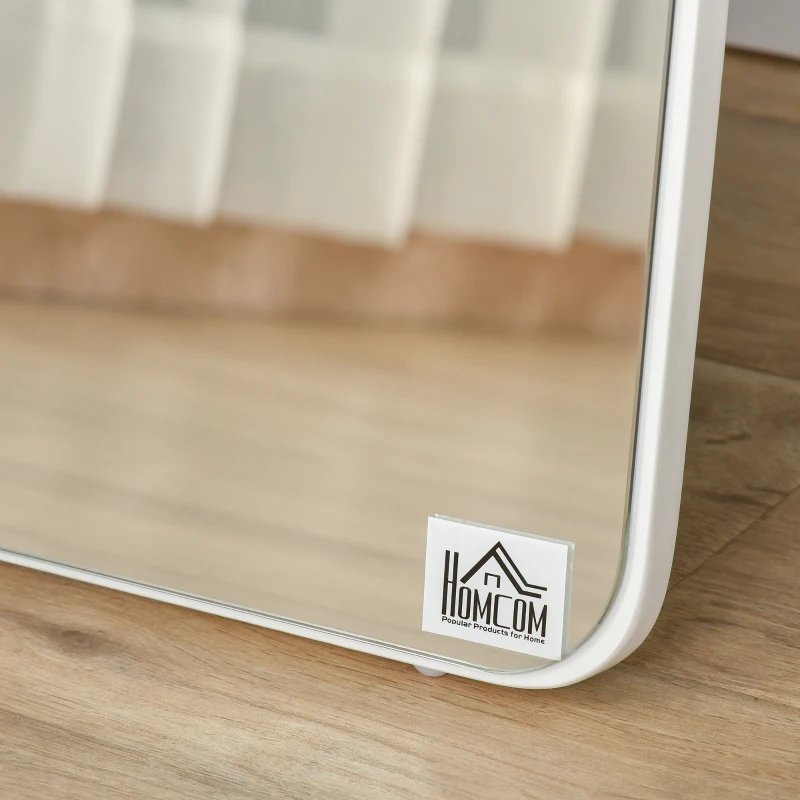 HOMCOM Full Length Mirror, Free Standing or Wall Hanging Dressing Mirror, Tall Full Body Mirror for Bedroom, Hallway, White