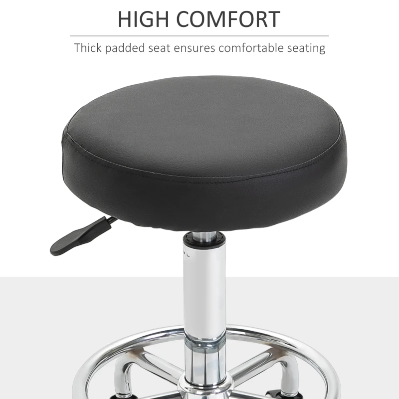 Vinsetto PU Leather Height Adjustable Swivel Salon Stool Black