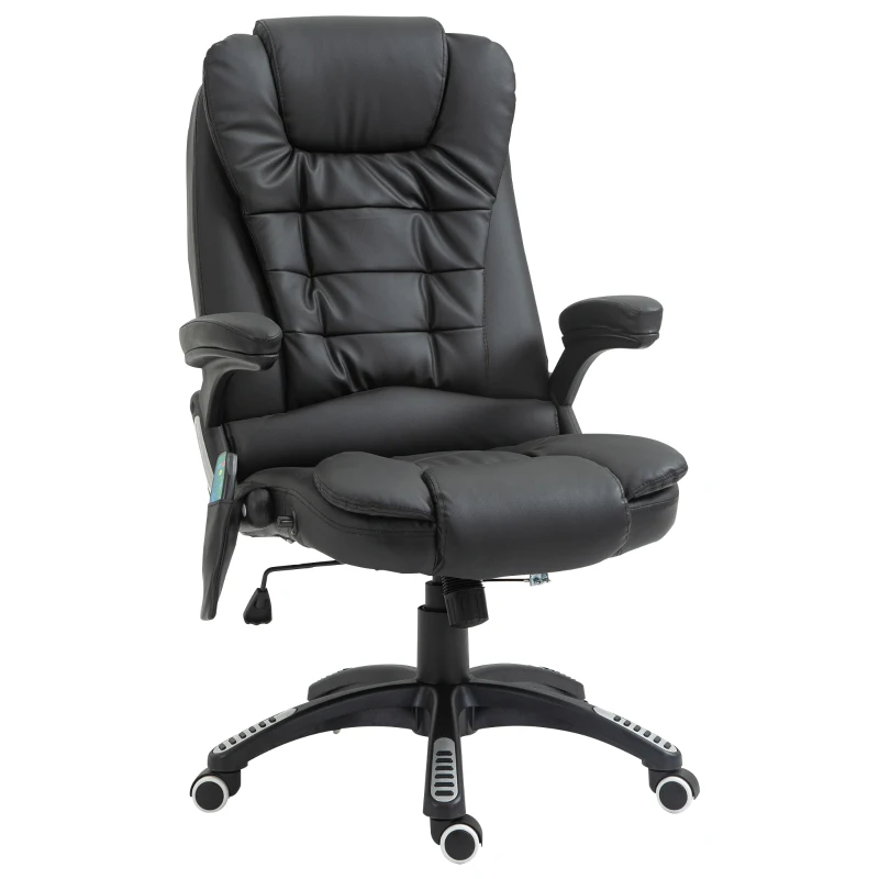HOMCOM Executive Office Chair with Massage and Heat, High Back PU Leather Massage Office Chair with Adjustable Height, Black