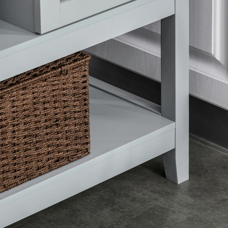 HOMCOM Sideboard mit 2 Vitrinentüren 2 Regale Glas Grau