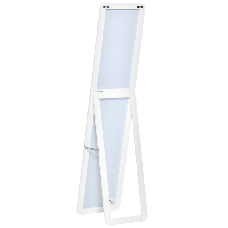 HOMCOM Full Length Mirror, Free Standing or Wall Hanging Dressing Mirror, Tall Full Body Mirror for Bedroom, Hallway, White