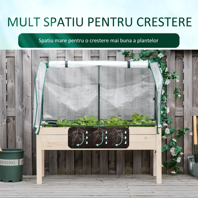 Outsunny jardiniera tip sera, pentru plante, 121x55x117cm, lemn