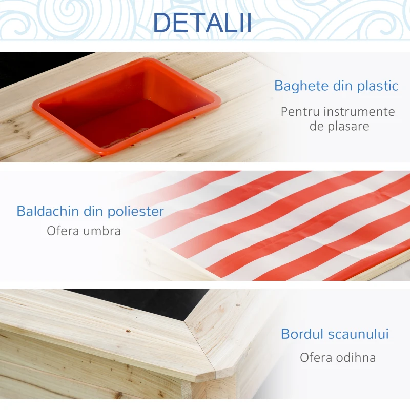 Outsunny Cutie Nisip 118×118×118 cm – Loc Joaca Lemn cu Acoperis Reglabil, 3–8 ani