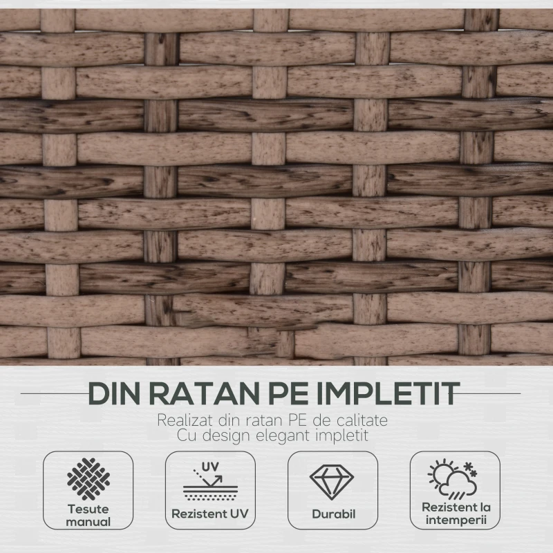 Outsunny Salon de Gradina din Rattan din 7 Piese cu Masuta si Canapea Modulara cu Perne, Gri