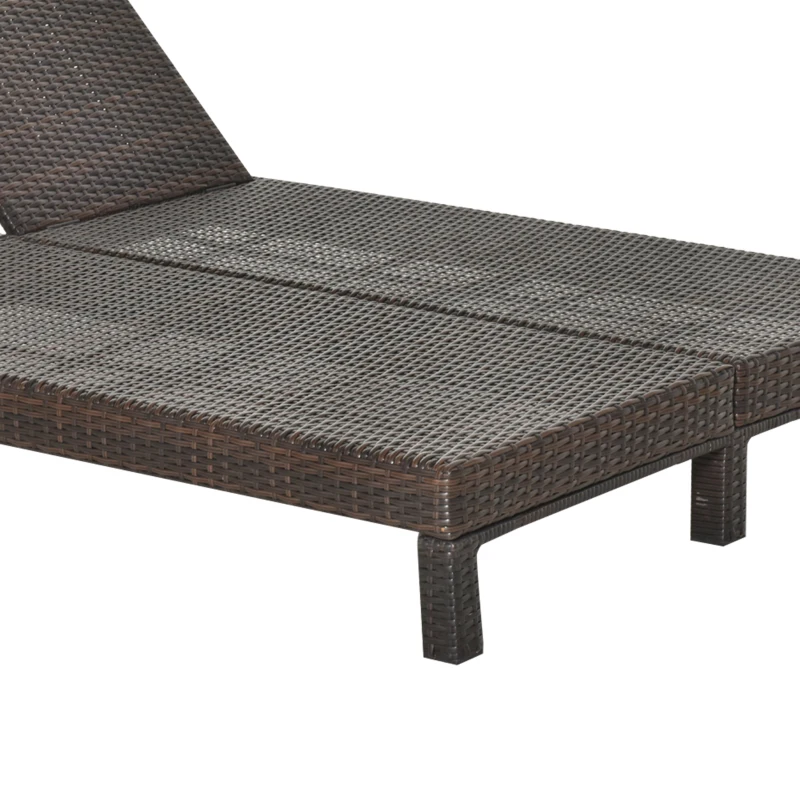Outsunny Sezlong cu 2 Locuri din PE Ratan Maro cu Saltea Alba 195 x 120 x 28 cm