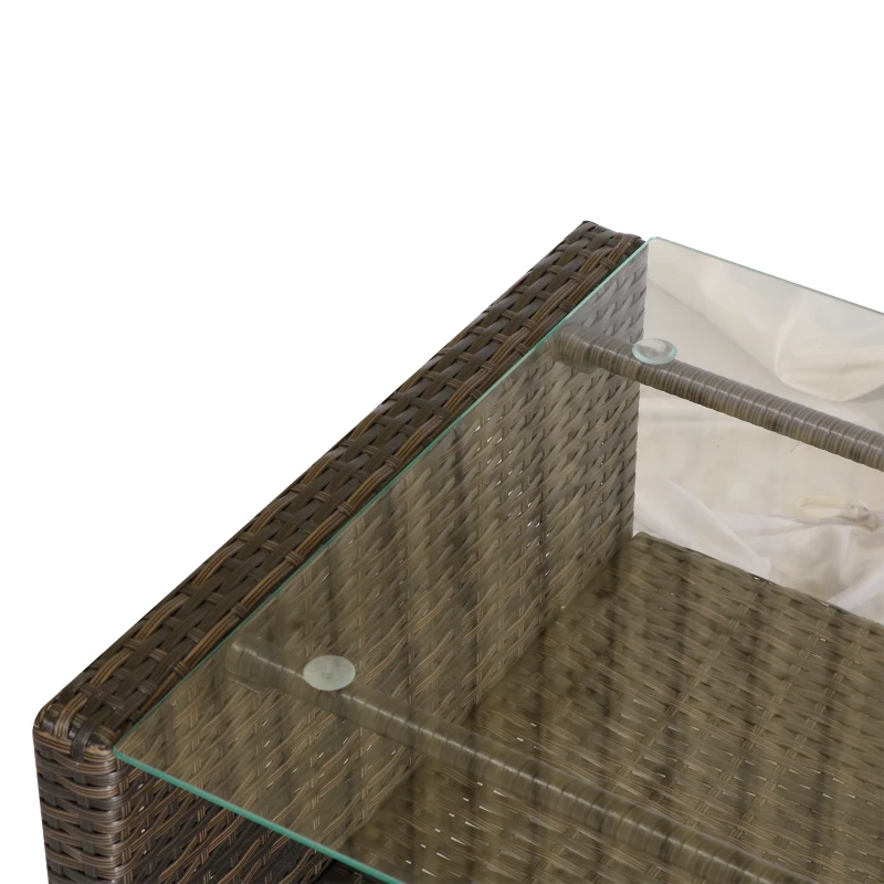 Outsunny Set Mobilier de Gradina 4 Piese din Ratan PE Masuta Canapea si Fotolii, maro si bej