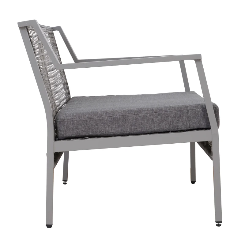 Outsunny Canapea bancuta de gradina 2 locuei in Rattan si aluminiu Gri 118 x 75 x 79 cm