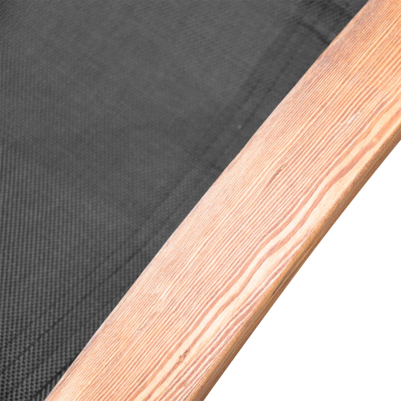 Outsunny Sezlong Soare Sezlong cu Tetiera din Lemn si Tesatura din plasa, 161x72x68cm - Negru / Lemn