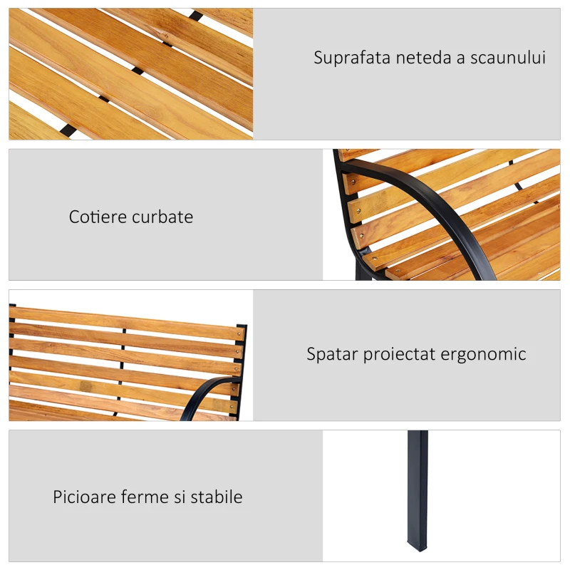 Outsunny Banca de Gradina sau Terasa cu 2 locuri, in Otel 122L x 60L x 83Hcm
