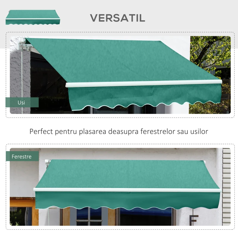 Outsunny perdea tip rulou parasolar impermeabil, 295x245cm, verde