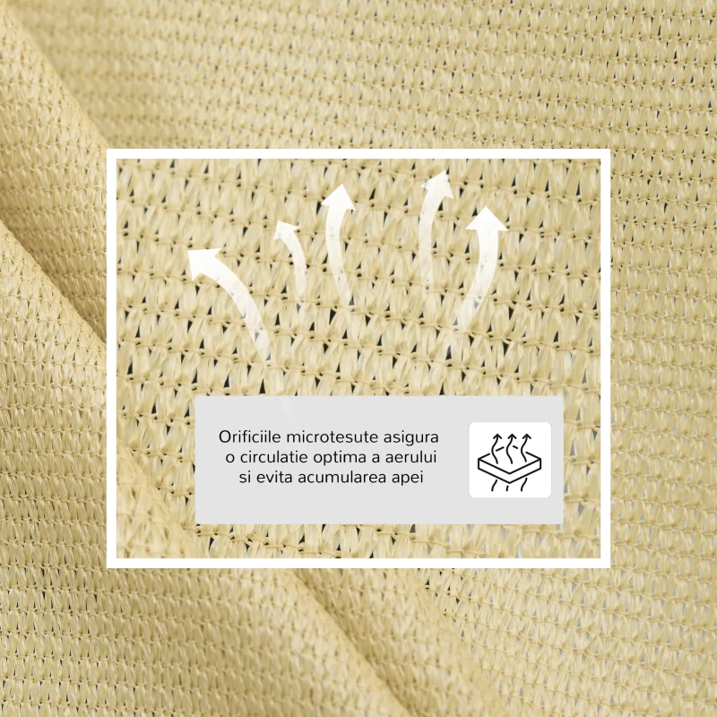 Outsunny Cort Parasolar Triunghiulare din HDPE, Culoarea nisipului, 3x3x3m