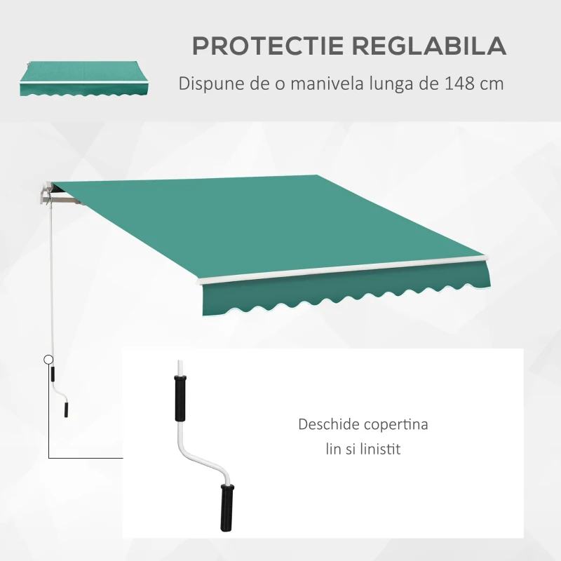 Outsunny perdea tip rulou parasolar impermeabil, 295x245cm, verde