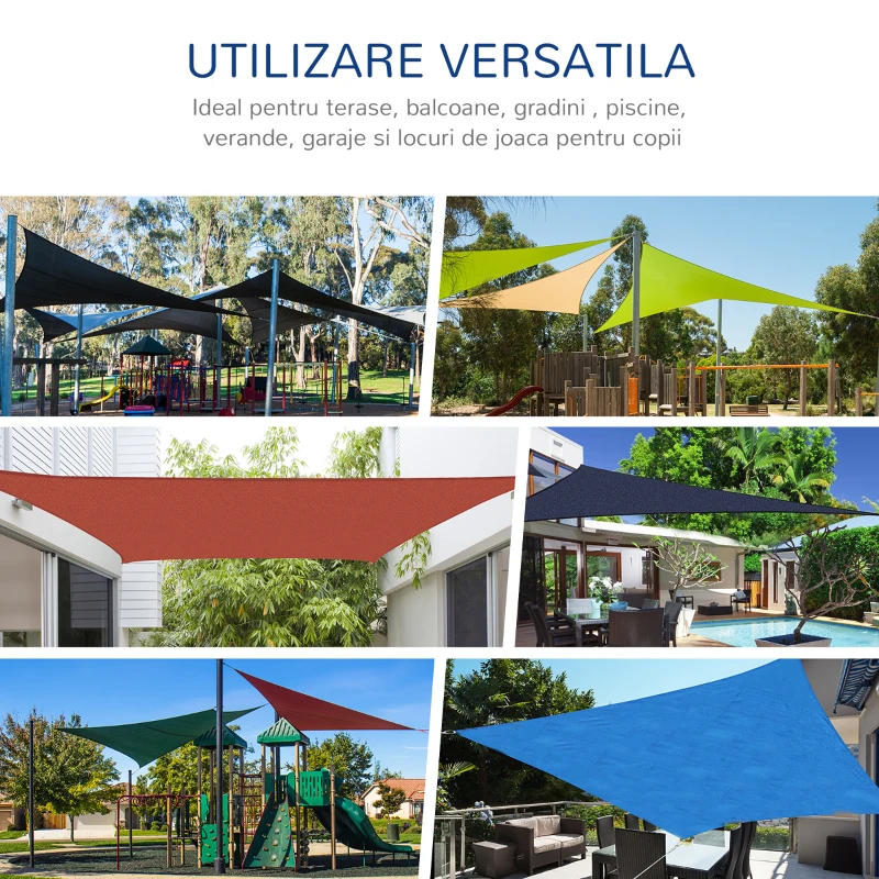 Outsunny Cort Parasolar Triunghiulare din HDPE, Culoarea nisipului, 3x3x3m