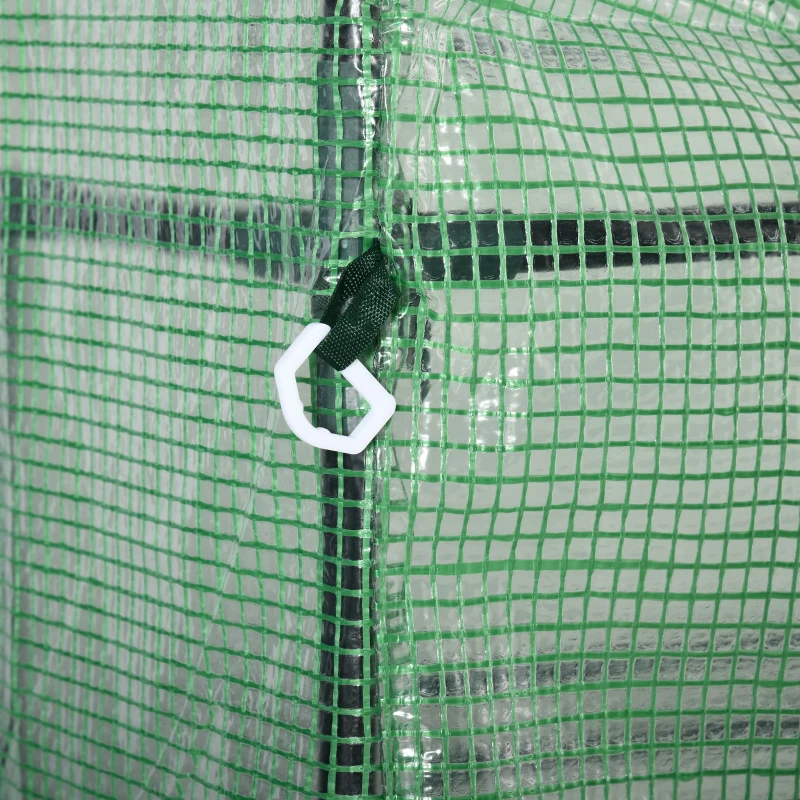 Outsunny Walk in Garden Greenhouse with Shelves Polytunnel Steeple Green house Grow House Removable Cover 143x138x190cm, Green